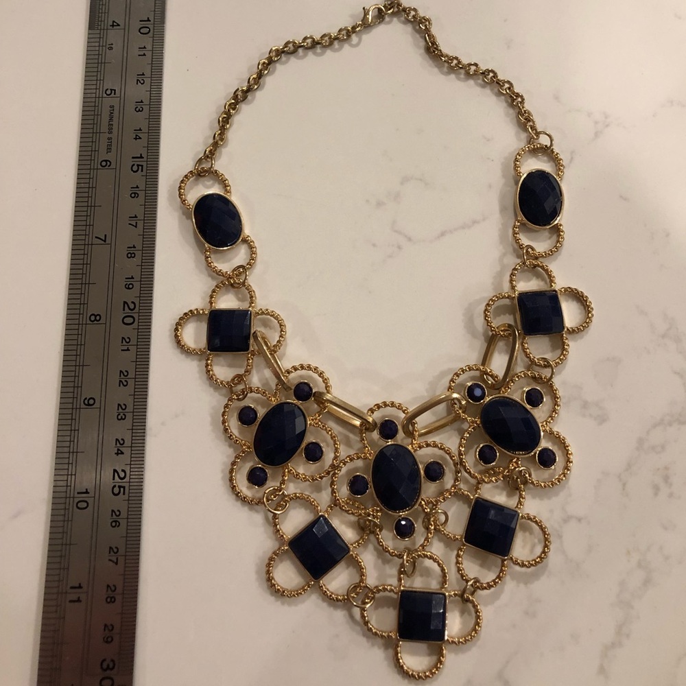 Gold and Navy Statement Necklace